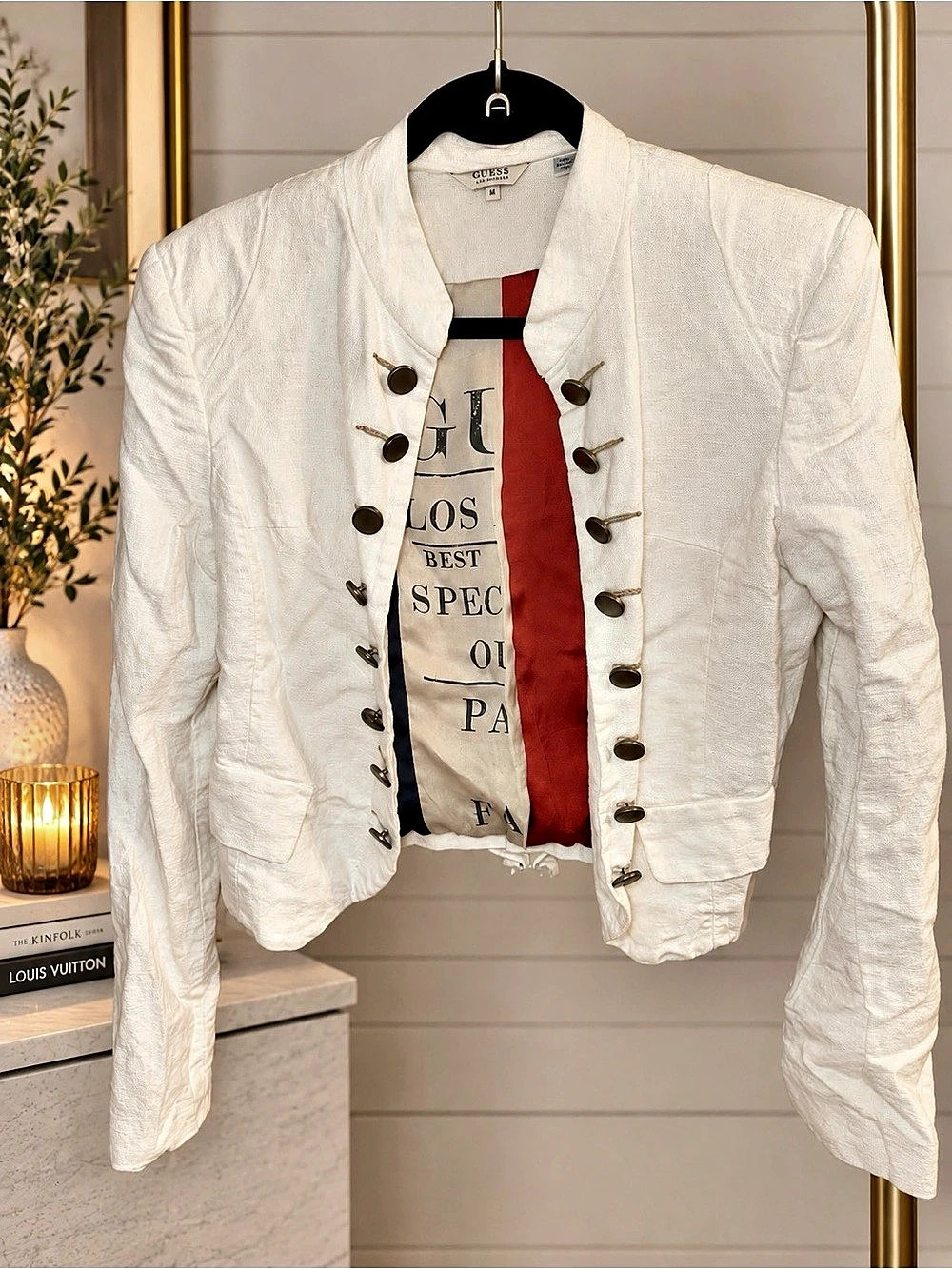 Guess Women's White Military Jacket Medium